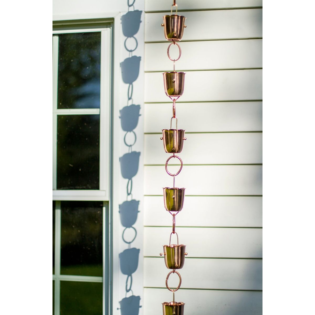 14 Cup Bluebell Polished Copper Rain Chain 8.5 ft.